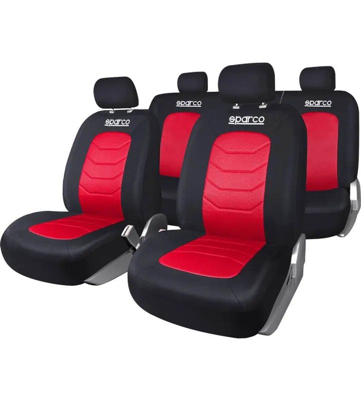 Set coprisedili universali auto completo sparco "spc1019" nero/rosso a righe Professionale