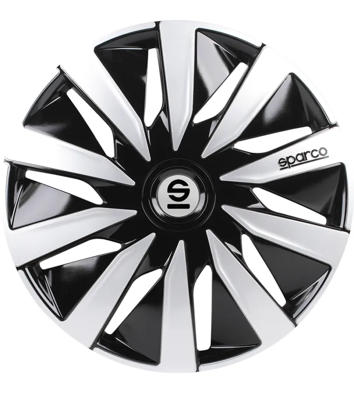 Consegna Rapida Set 4 copricerchi 16" pollici copriruota auto lazio spc1691bksv nero argento
