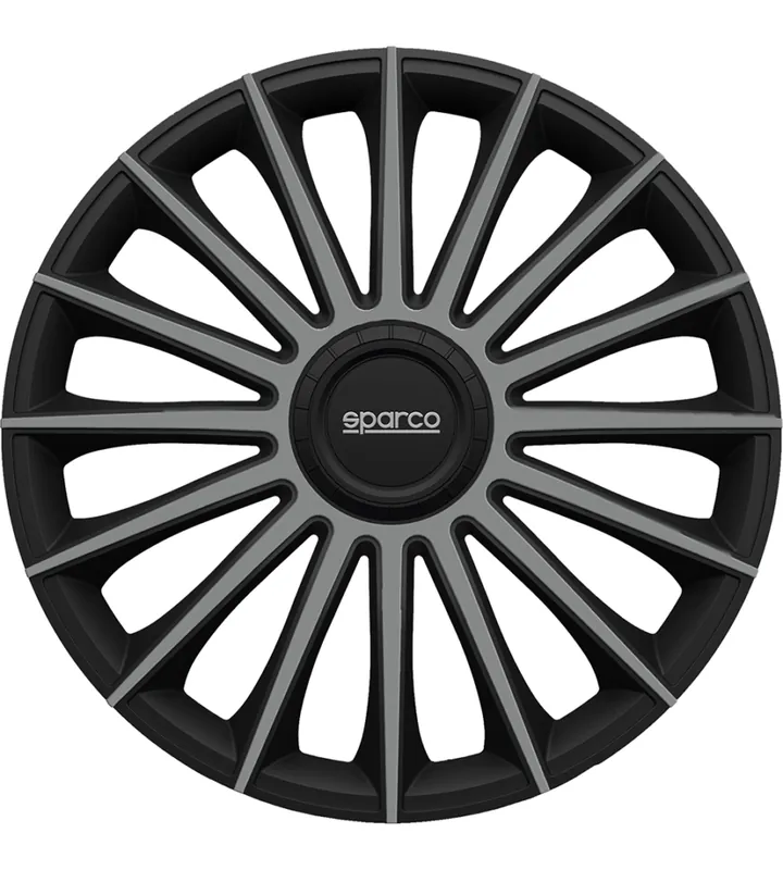 Prezzo Scontato Set 4 copricerchi 14" pollici copriruota auto treviso spc1493bkgr nero grigio