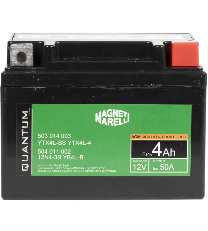 Esclusivo Magneti marelli batteria moto e scooter 4ah 12v 50a tecnologia agm sigillata polo positivo destro