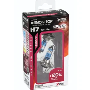 Pagamento Sicuro Lampada alogena 12v xenon top +120% luce - h7 - 55w - px26d - 2 pz - scatola 58602