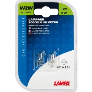 Lampada con zoccolo vetro 12v - w2w - 2w - w2,1x9,5d - 2 pz - d/blister 58102 Consegna Rapida