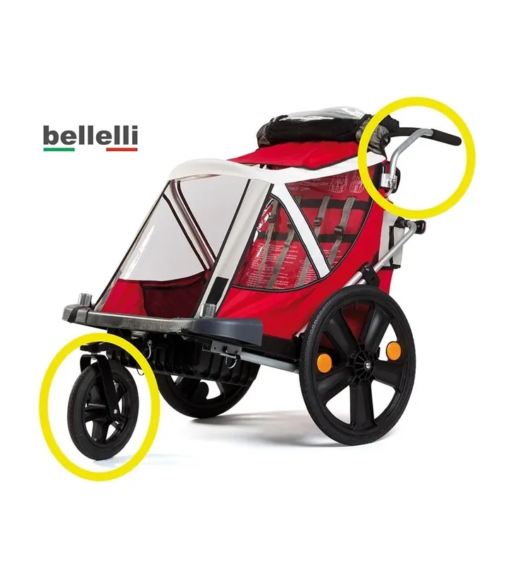 Carrello passeggino per bici bellelli "kit urban" con maniglione Novità