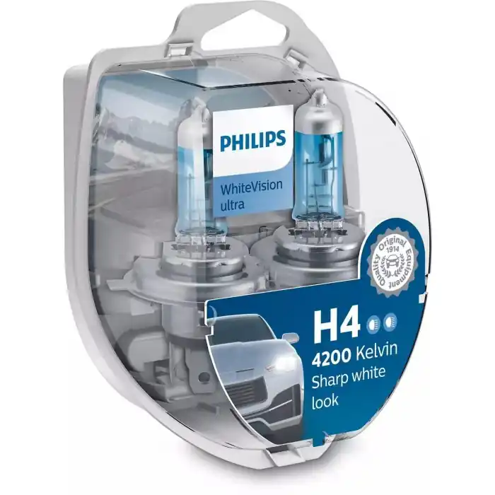 Prezzo Scontato Coppia lampadine alogene H4 Philips WhiteVision ultra