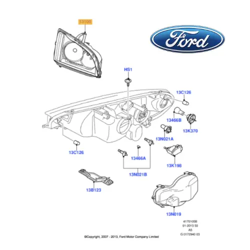 1385263 FORD - FARO PRINCIPALE PROIETTORE SINISTRO FARO CROMATO 1480994 Compra Oggi Stesso