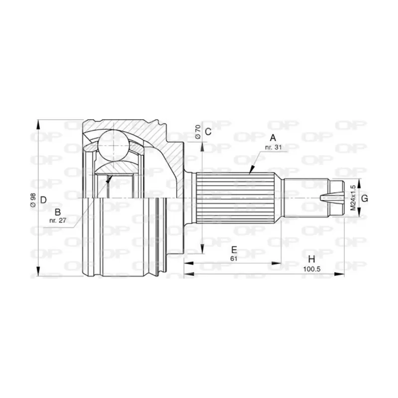 Sconto OPEN PARTS CVJ5769.10 – Kit Giunto Semiasse (31/27 denti – Ø98 mm) – 391009620R