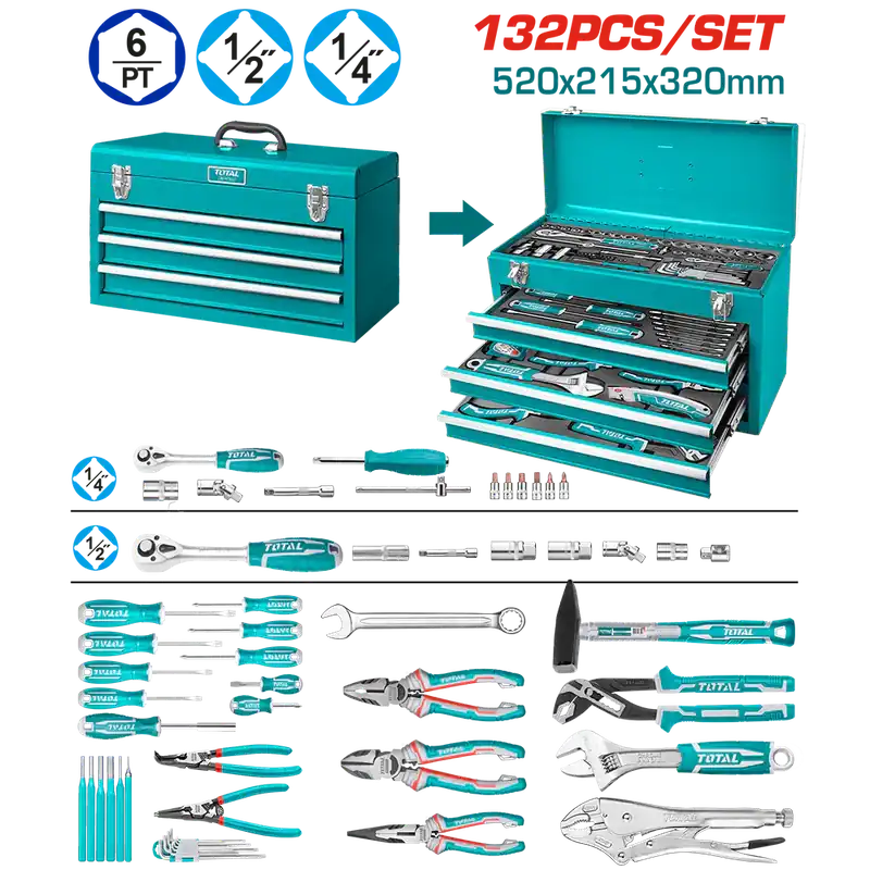 INECO 4241500132 - SET UTENSILI CASSETTIERA 132PZ Promozione
