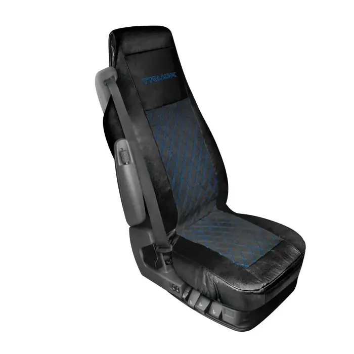 Reso Gratuito Mirian Coprisedile In Skeentex E Suede Trapuntato Nero/blu Coprisedili Per Camion Coprisedili