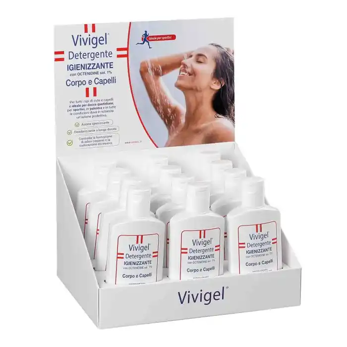 Prezzo Scontato Vivigel Espositore Da Banco Completo Di 12 Pz Detergente Igienizzante Corpo E Capelli 200 Ml Igienizzanti E Protezioni