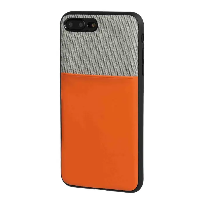 Duo Pocket Cover Bicolore Con Inserti Metallici Apple Iphone 7 Plus/8 Plus Grigio/arancio Custodie E Cover Popolare