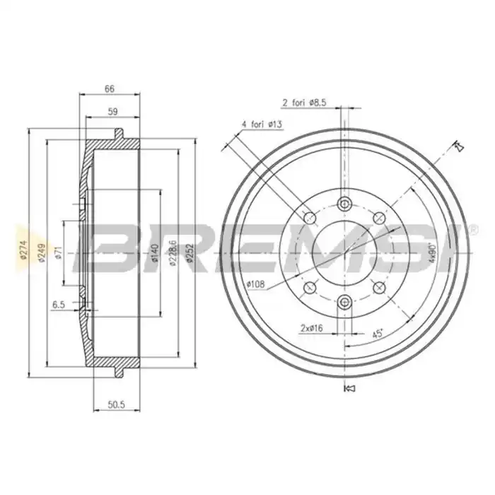 Tamburo Freno Posteriore Citroen Berlingo Multispace (b9) Cr5146 424724 Bremsi Must-Have