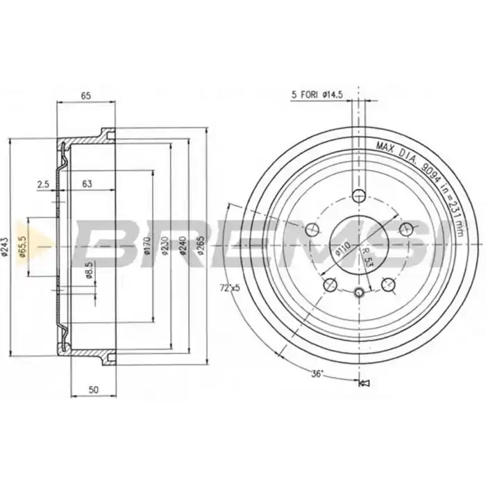 Non Perdere Kit Tamburi Freno Posteriore 94022600 OPEL VECTRA B (J96)