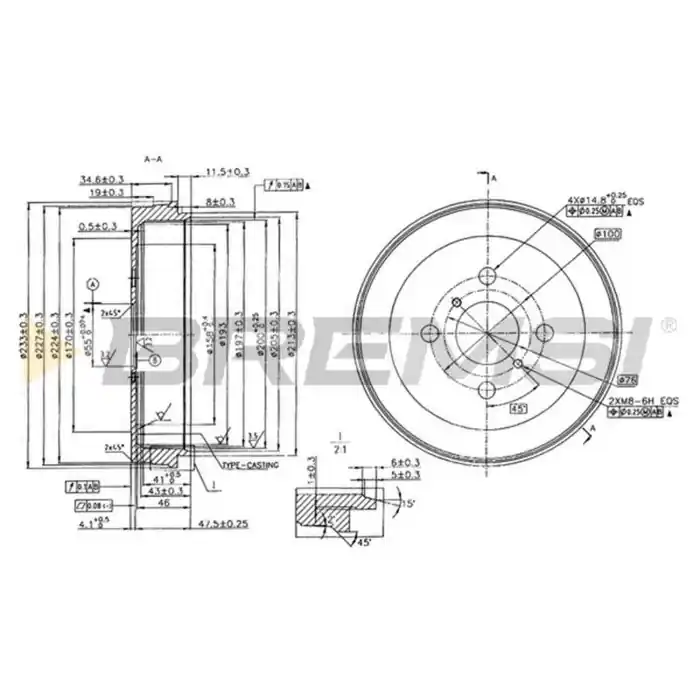 Consegna Rapida Tamburo Freno Posteriore Toyota Yaris Cr5631 42431-0d010 Bremsi