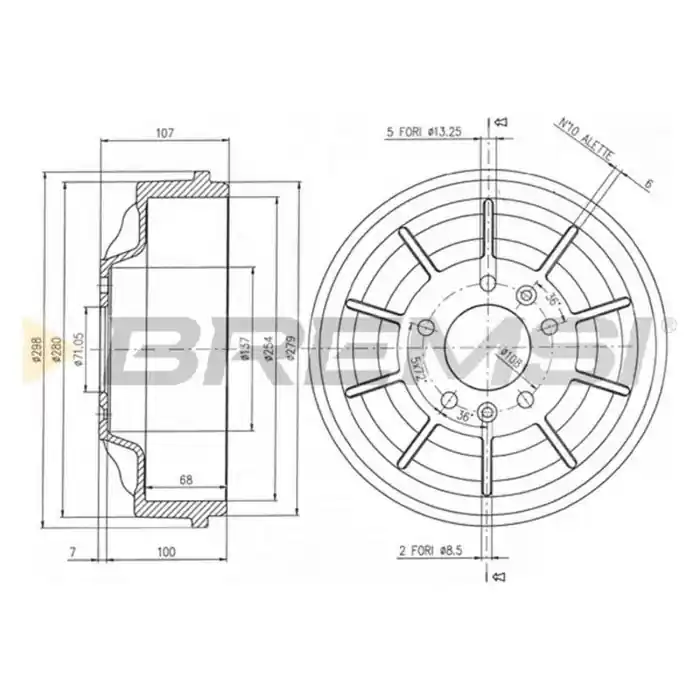 Ultima Occasione Tamburo Freno Posteriore Citroen Jumpy Ii Furgonato Cr5729 424751 Trw Bremsi