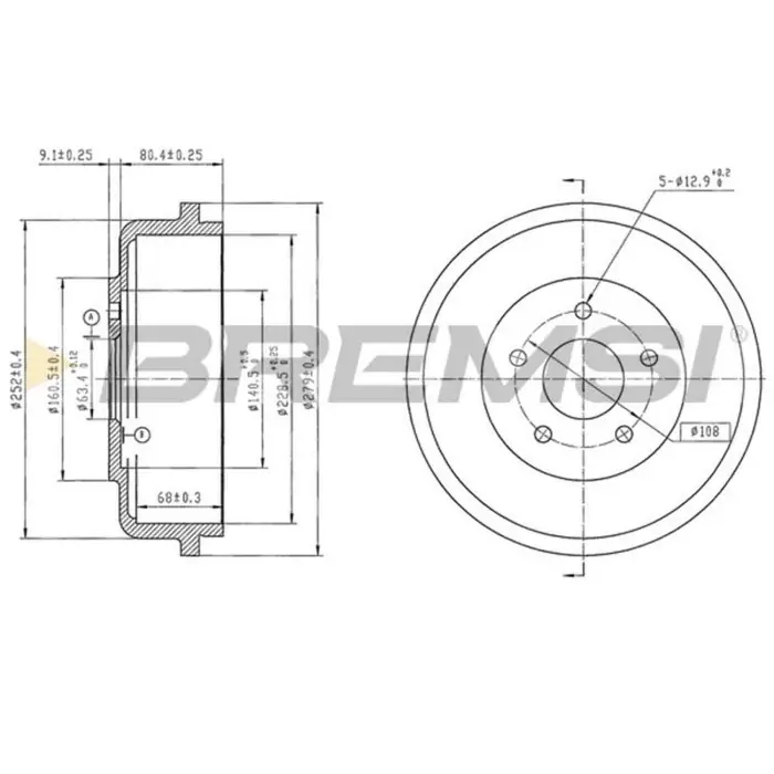 Ultimissimo Modello Kit Tamburi Freno Posteriore 94024400 FORD Escort II Verniciato