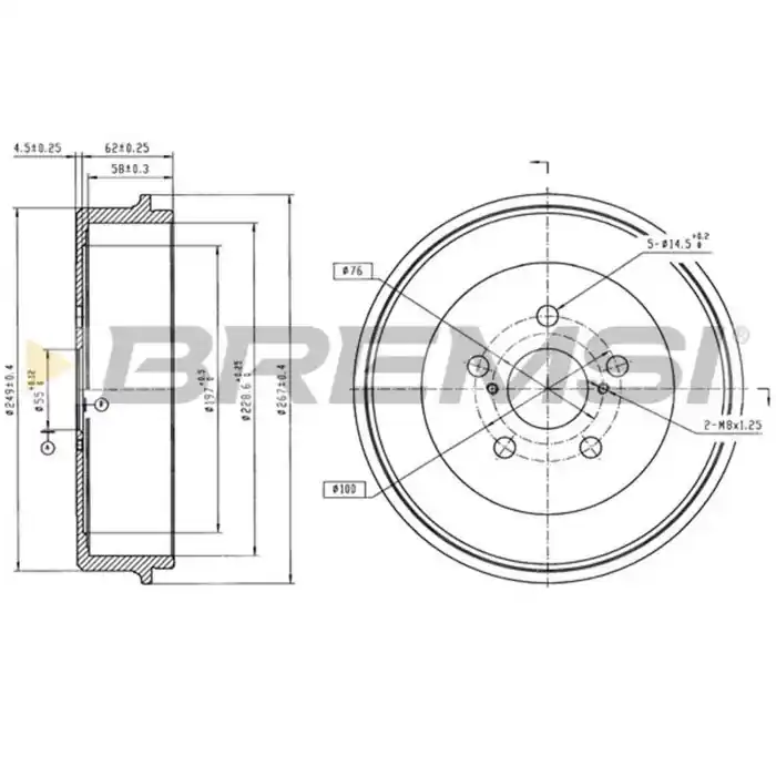 Tamburo Freno Posteriore Toyota Avensis Cr5765 42431-05020 Verniciato Bremsi Scelto Dai Clienti