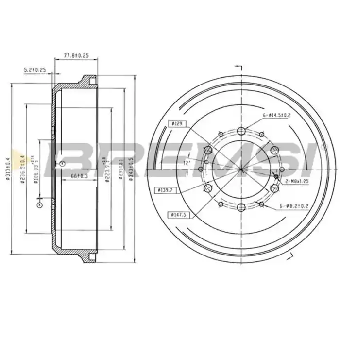 Kit Tamburi Freno Posteriore 94021000 VOLKSWAGEN Taro Verniciato Affare