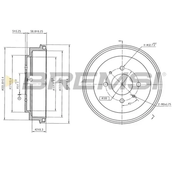 Kit Tamburi Freno Posteriore 52022000 MITSUBISHI Colt IV Verniciato Ultime Pezzi