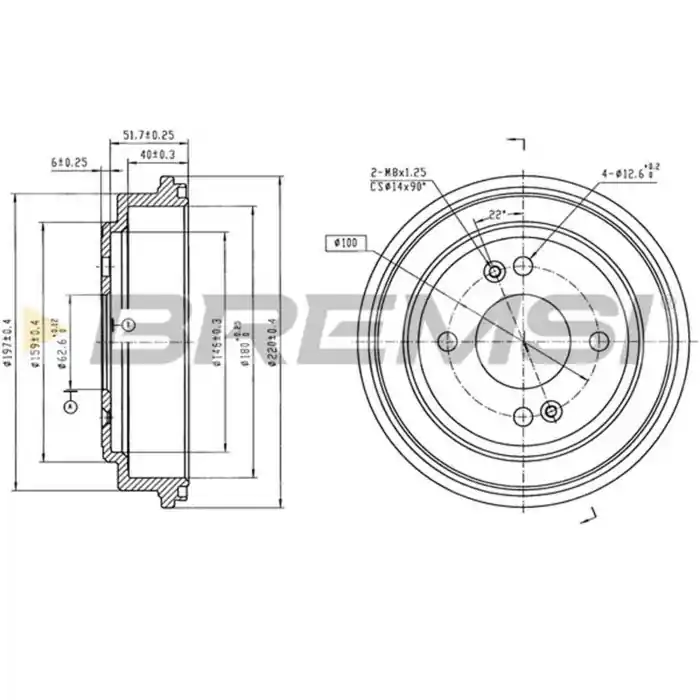 Prezzo Basso Kit Tamburi Freno Posteriore HYUNDAI Getz Verniciato