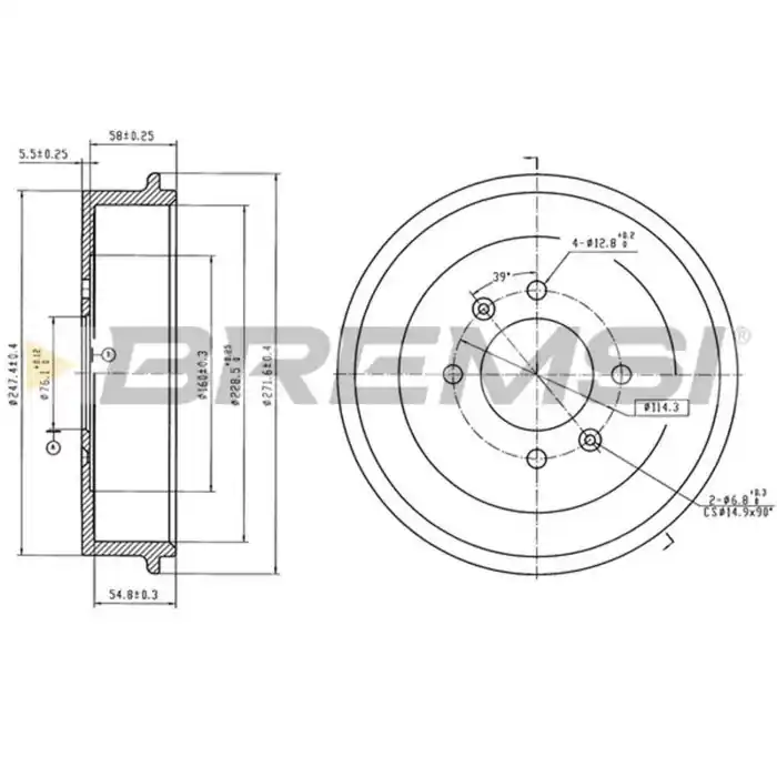 Ultimissimo Modello Kit Tamburi Freno Posteriore HYUNDAI Sonata IV Verniciato