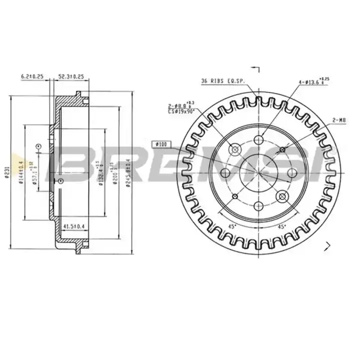 Offerta Del Giorno Tamburo Freno Posteriore Kia Sephia Tre Volumi Cr5845 0k201-26-251 Verniciato Bremsi