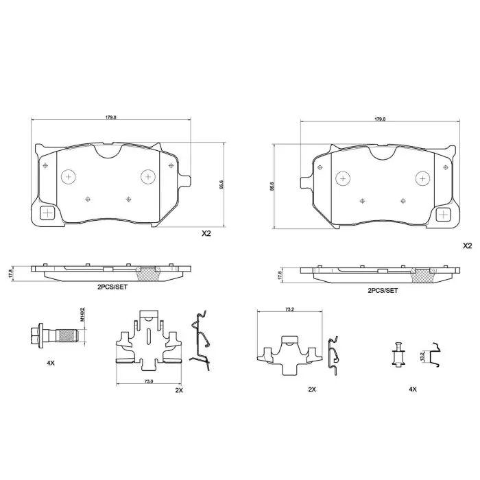 Kit pastiglie freno, Freno a disco P 86 036 BREMBO per VOLVO POLESTAR Nuovo Arrivo