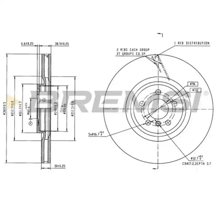 Disco Freno Anteriore 92303405 Ford Focus Iv Professionale
