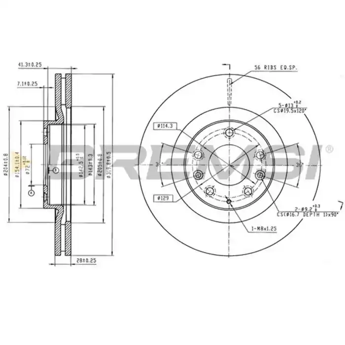 Disco Freno Anteriore 92203403 Mazda Cx-7 Cx-9 Autoventilato Soddisfatti O Rimborsati