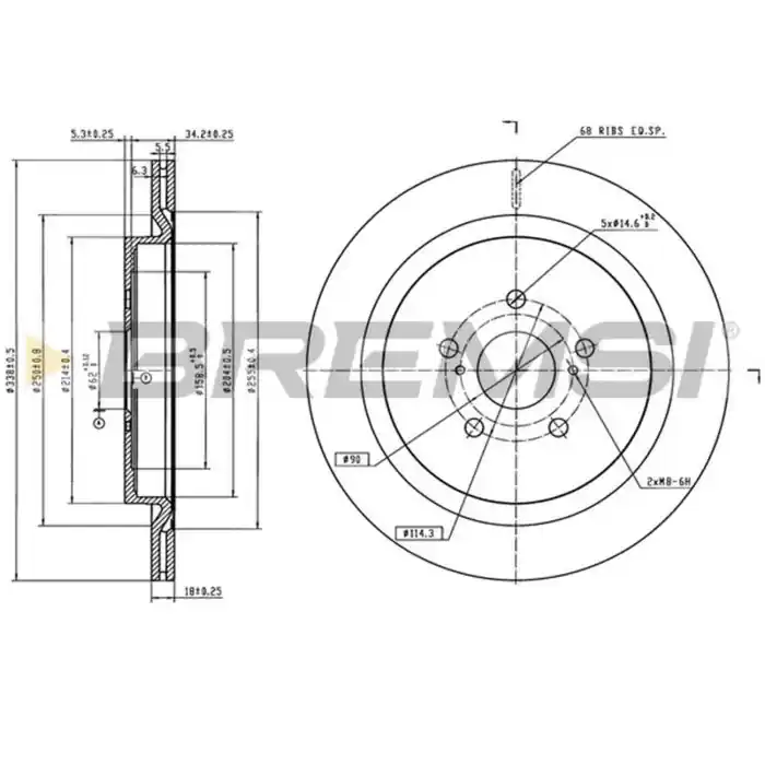 Spedizione Espresso Disco Freno Posteriore 92325203 Lexus Rx Autoventilato